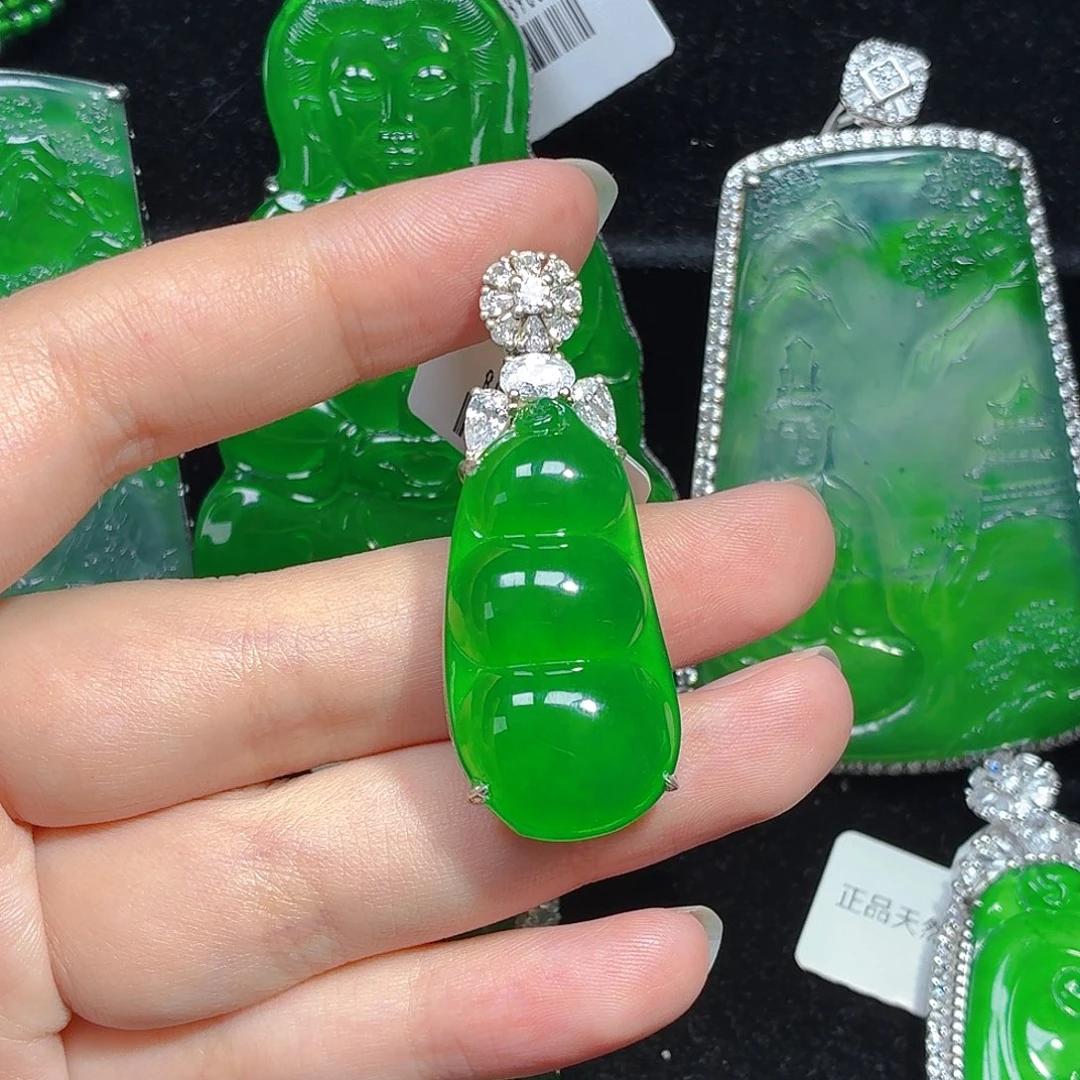 翡翠银S925镶嵌颈饰天然A货翡翠