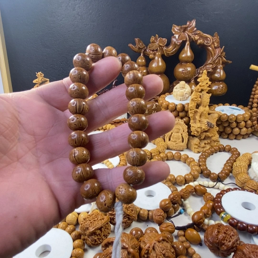大***冰手串桃核桃核光珠手串皮质完美
