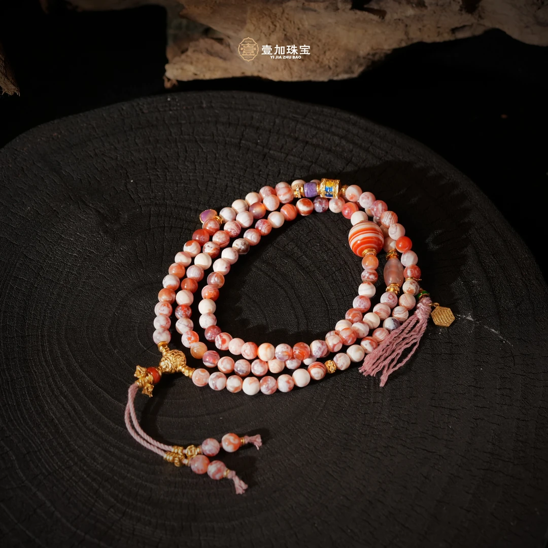 壹加林妹妹 | 玛瑙红肉缠丝玛瑙108锁骨链多样性发一