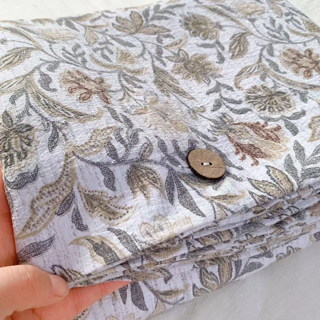 【花漾】加厚磨毛简麻双人被套被罩汉麻纽扣款加厚学生家用