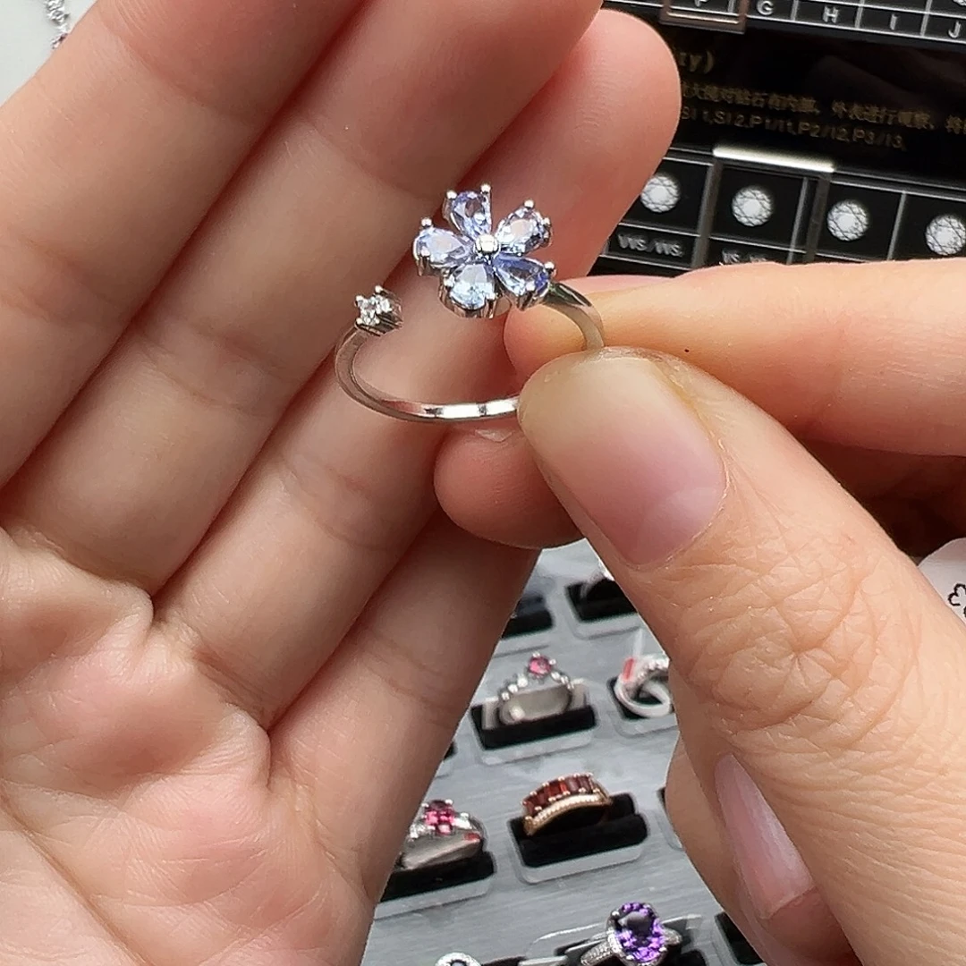 坦桑石银S925镶嵌戒指