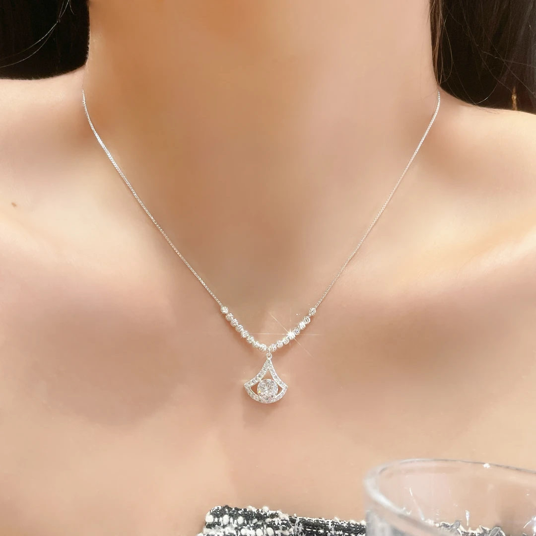 铜项链 来而There there 项链 a351小众时尚闪锆小裙子吊坠项链女