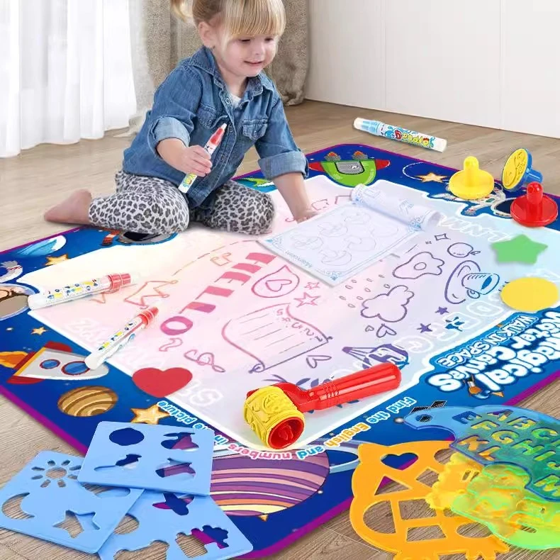 超大号儿童水画布神奇清水画画反复涂鸦魔方彩色水画毯宝宝玩具男