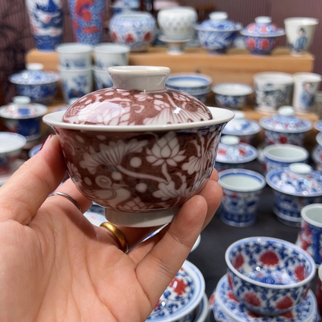 元宝一路连科柴烧釉里红