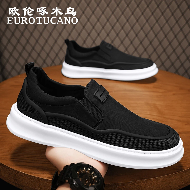 欧伦啄木鸟EUROTUCANO男鞋潮流百搭透气休闲帆布鞋子男款运动板鞋