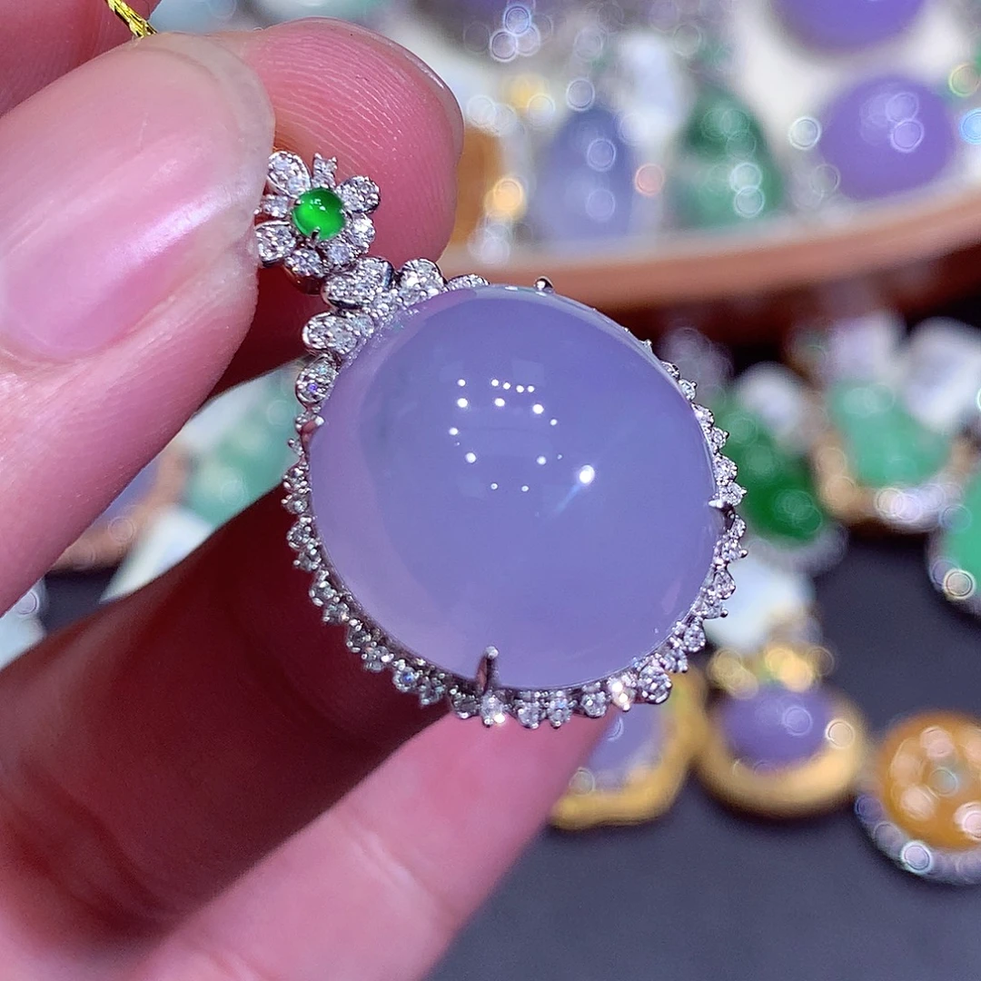 翡翠18K金镶嵌吊坠(不含链)