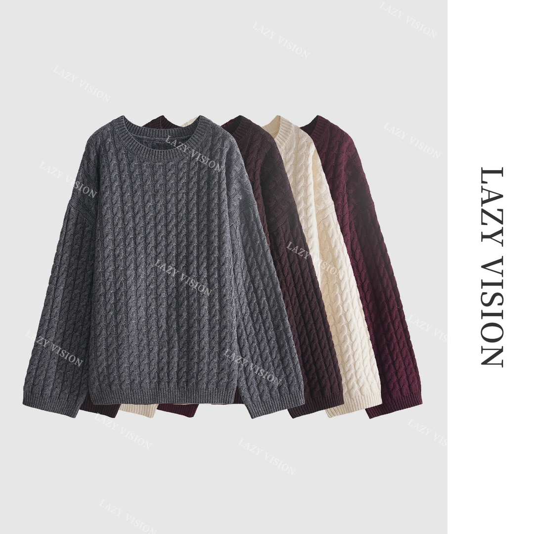 女士休闲绞花保暖毛衣ZMD-23066芽芽