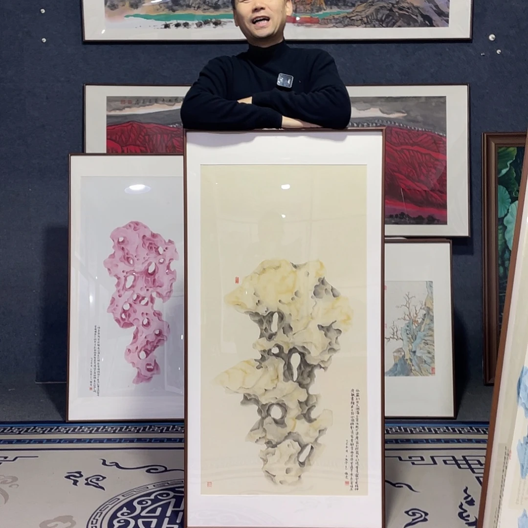 国画手绘画作品带框60/120