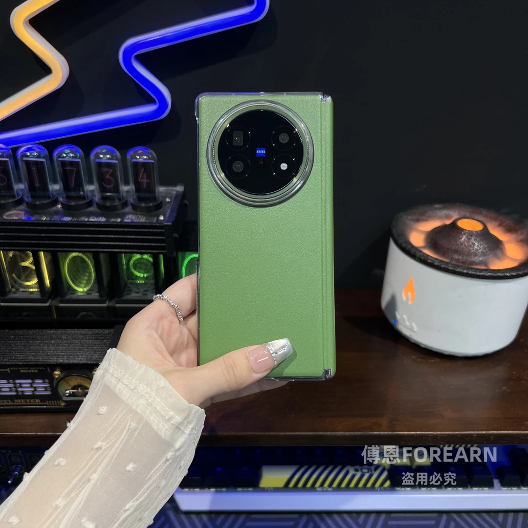 适用于vivoxfold5手机壳xfold5折叠屏保护套新款高档超薄素皮中轴