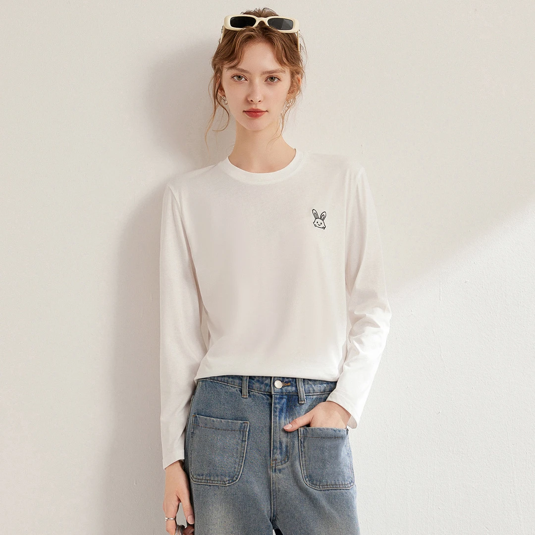 【商场同款新品】白鹿语卡通小兔印花时尚圆领百搭女装T恤BY20008