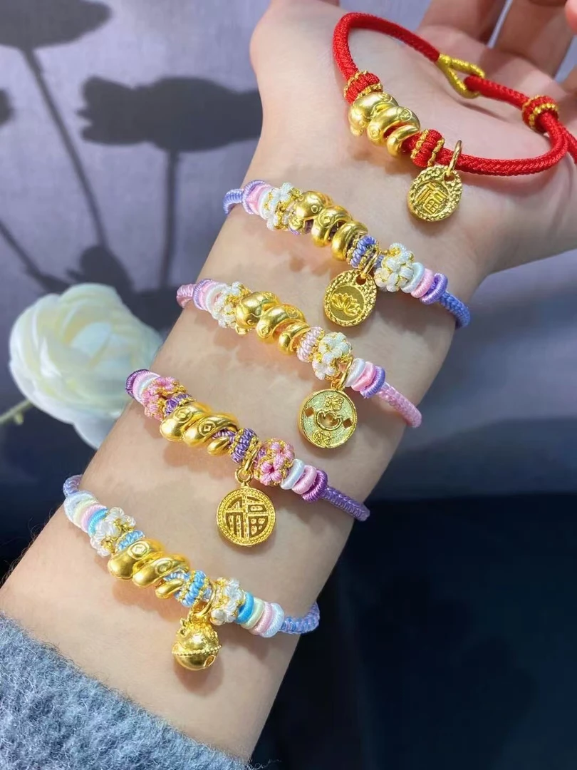 足银手链 蛇年银镀金饰品金卷卷蛇手链时尚手工