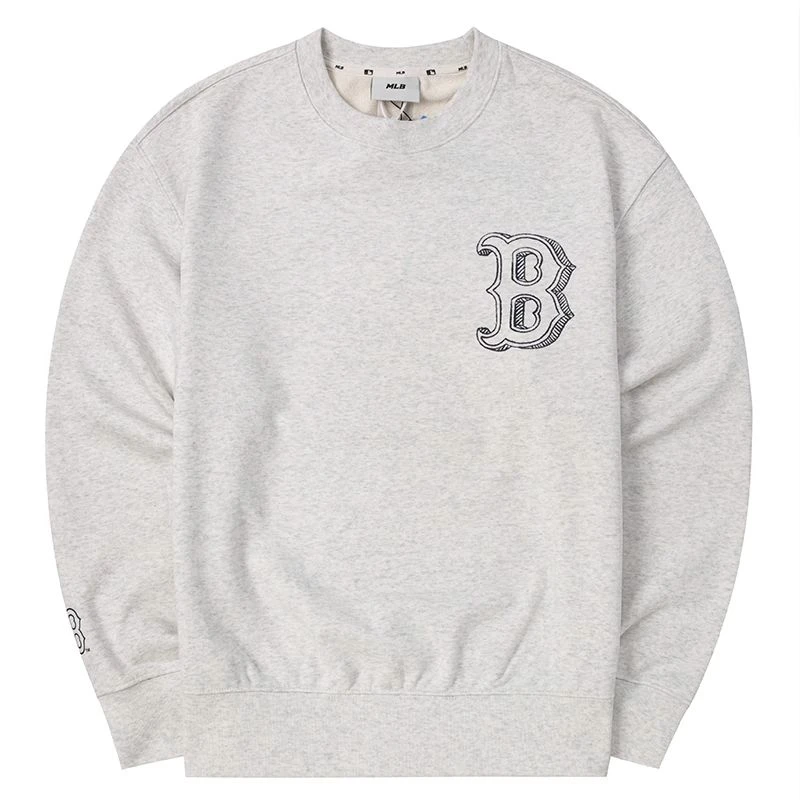 MLB官网圆领灰色卫衣男2025新款运动服宽松长袖套头衫女专柜正品