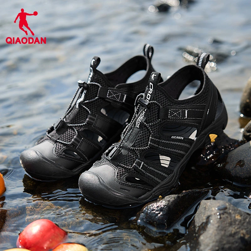 乔丹踏浪溯溪鞋男2025夏季新款黑色百搭凉鞋户外镂空透气运动鞋男