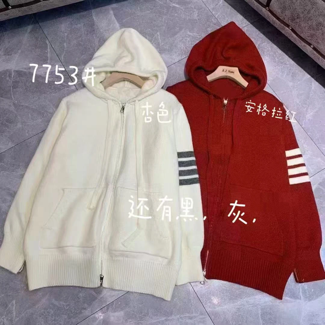 【蜜爷家】条纹袖连帽毛衣外套7753#