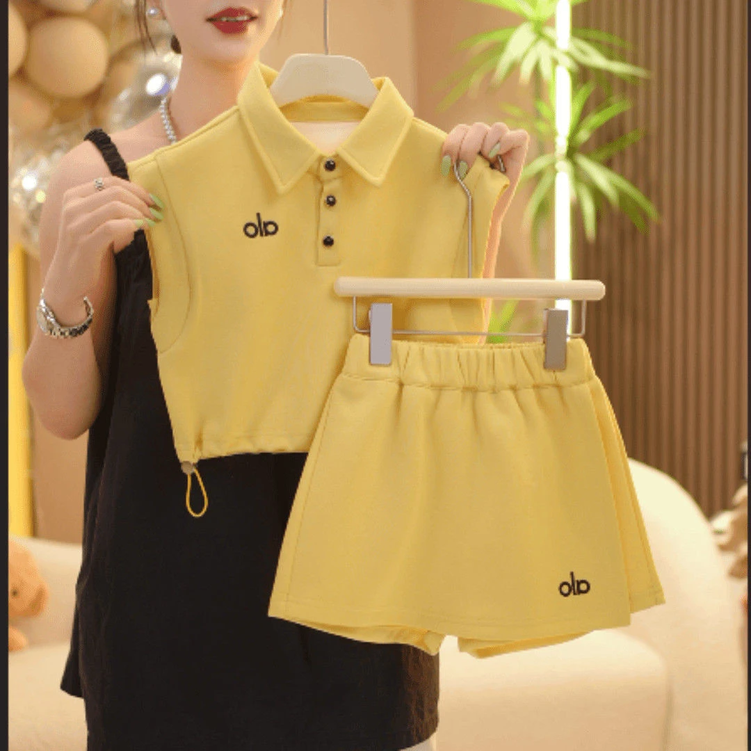 儿童童装2025女童夏季夏款时尚韩版百搭新款高级洋气重工字母套装