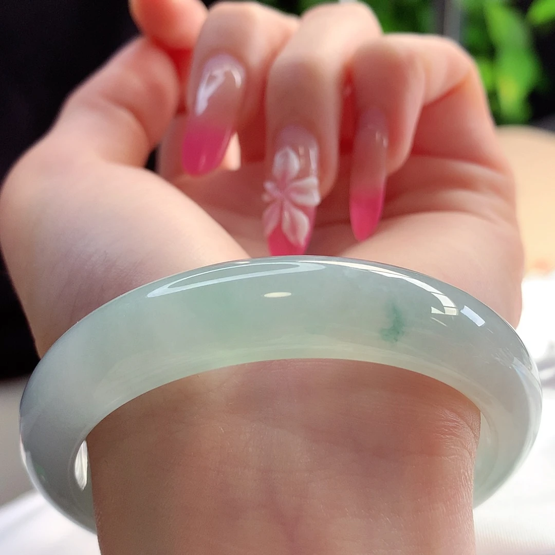 未镶嵌手镯翡翠天然A货翡翠55-56薄荷绿气泡水甜美 20号