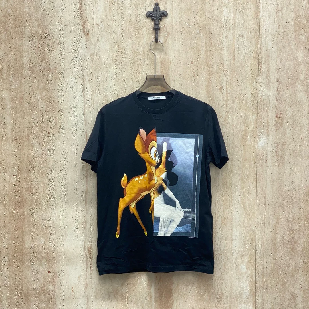 95新 Givenchy/纪梵希 Givenchy 黑色人像小鹿短袖/xs码/32444