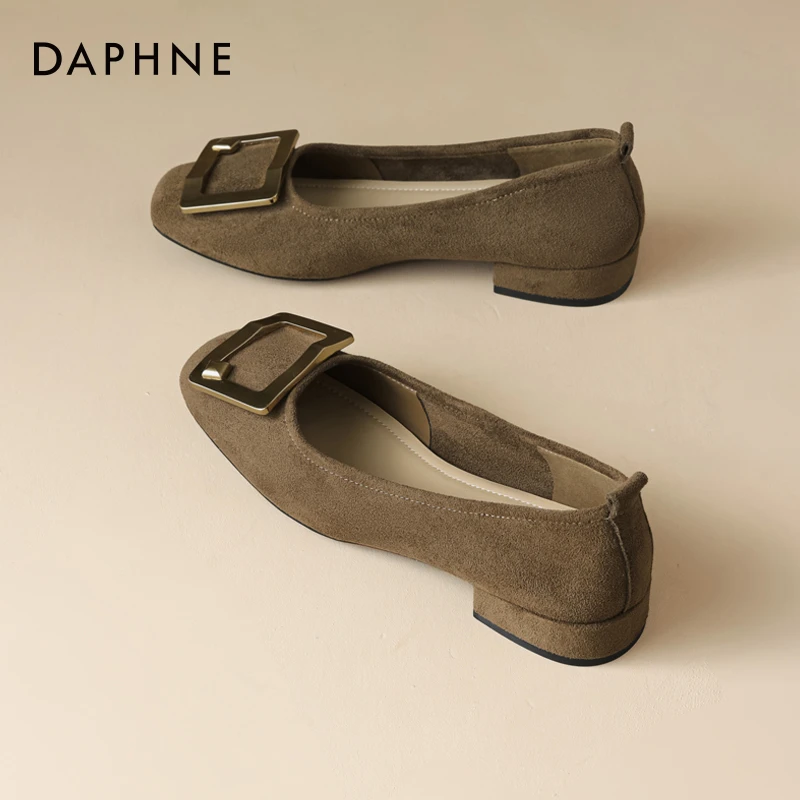 达芙妮新款浅口单鞋2025秋季红色百搭优雅舒适通勤一脚蹬时尚女鞋