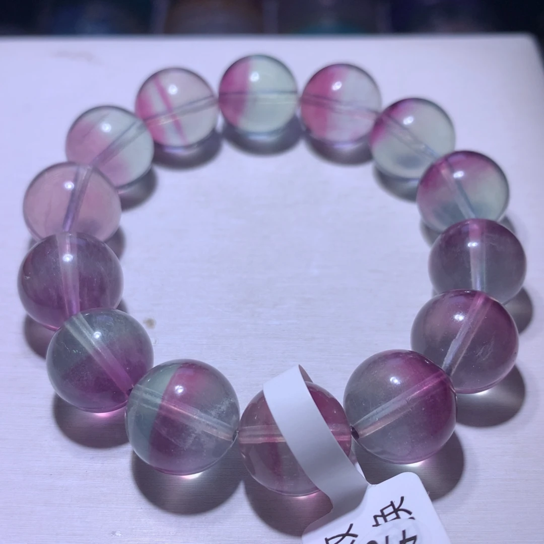 银S925镶嵌水晶手串萤石14.2m