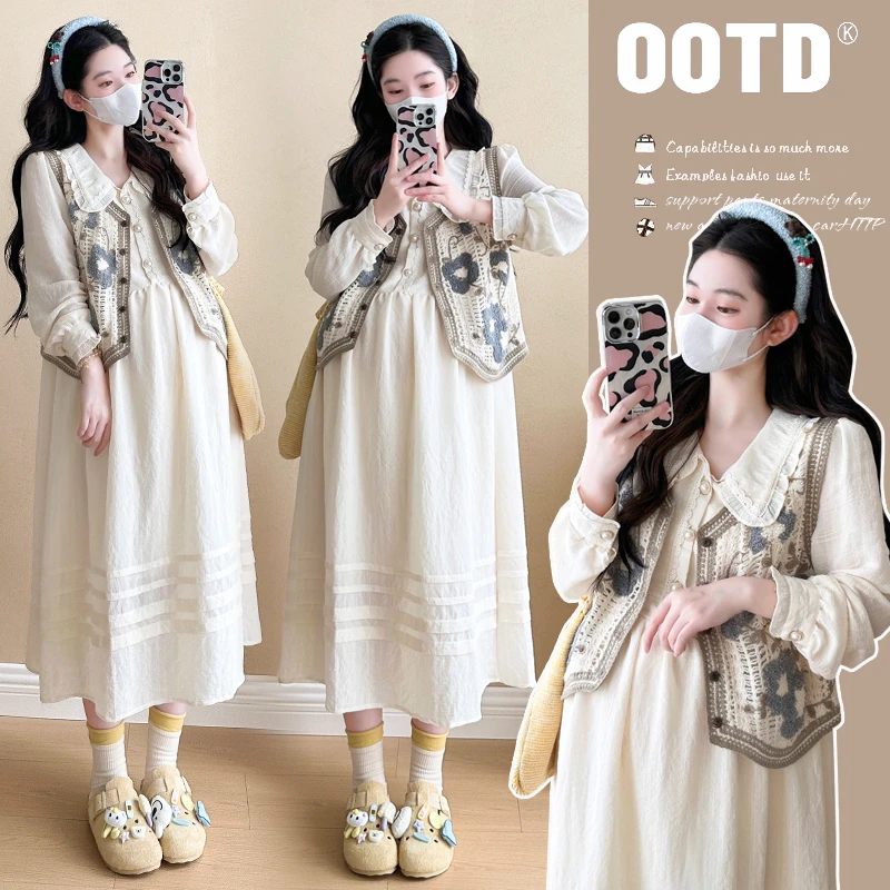 孕妇装2025秋季新款时尚减龄显瘦百搭孕妇套装孕妇裙
