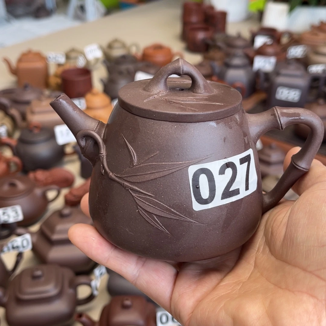 茶壶紫砂竹节高石瓢300毫升