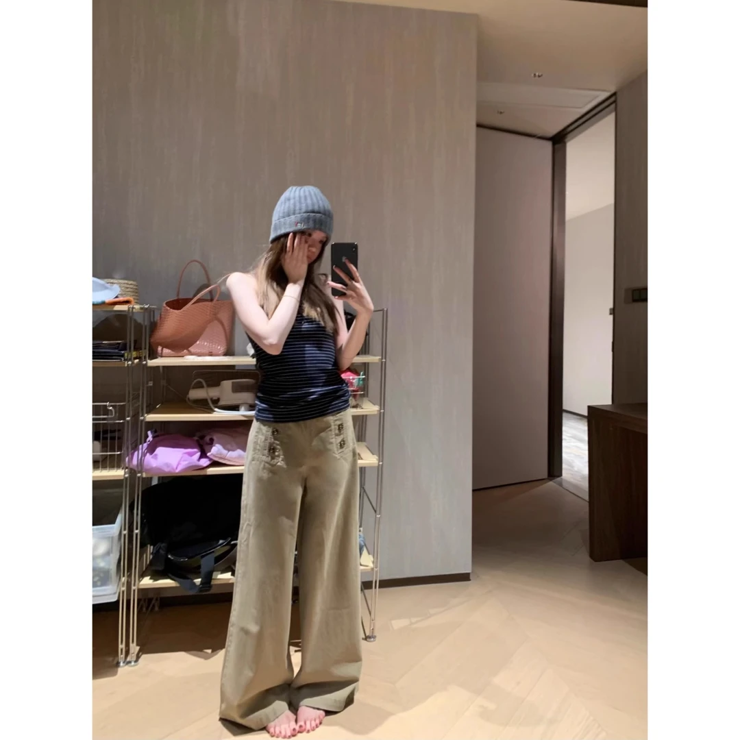 番茄妹妹Tomatosister百搭休闲直筒低腰显瘦显腿长复古工装裤女
