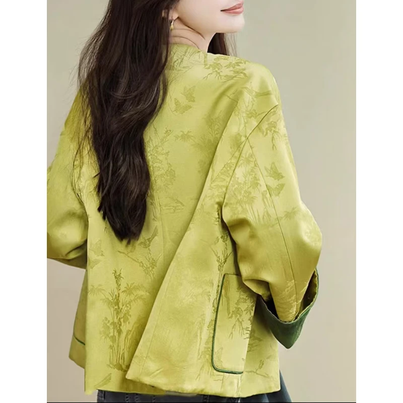 新中式提花双面穿刺绣外套女春季新款妈妈休闲小众设计中国风上衣