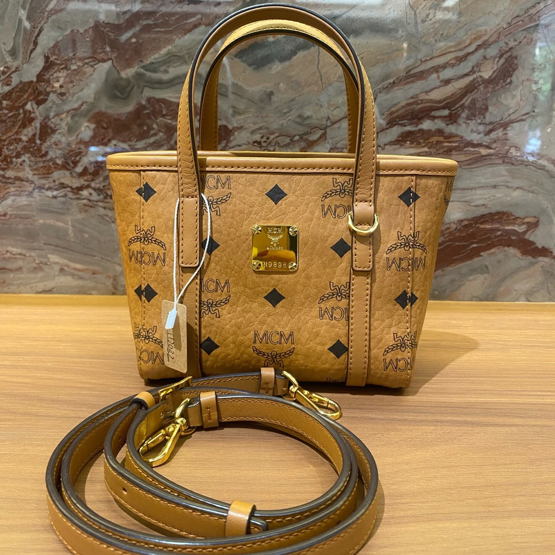 99新 MCM 新尺寸超mini经典干邑色菜篮子 容量可以满足日常物品