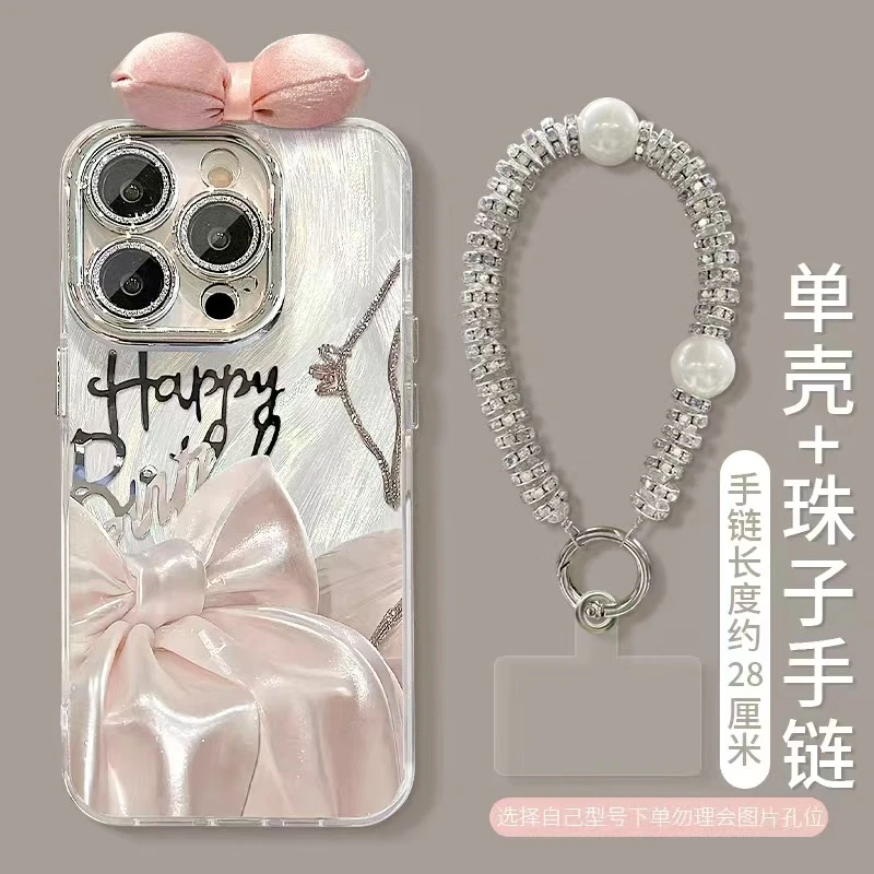 丝绸蝴蝶结iPhone16promax手机壳超火15/14plus羽纱13/12Pro颜控