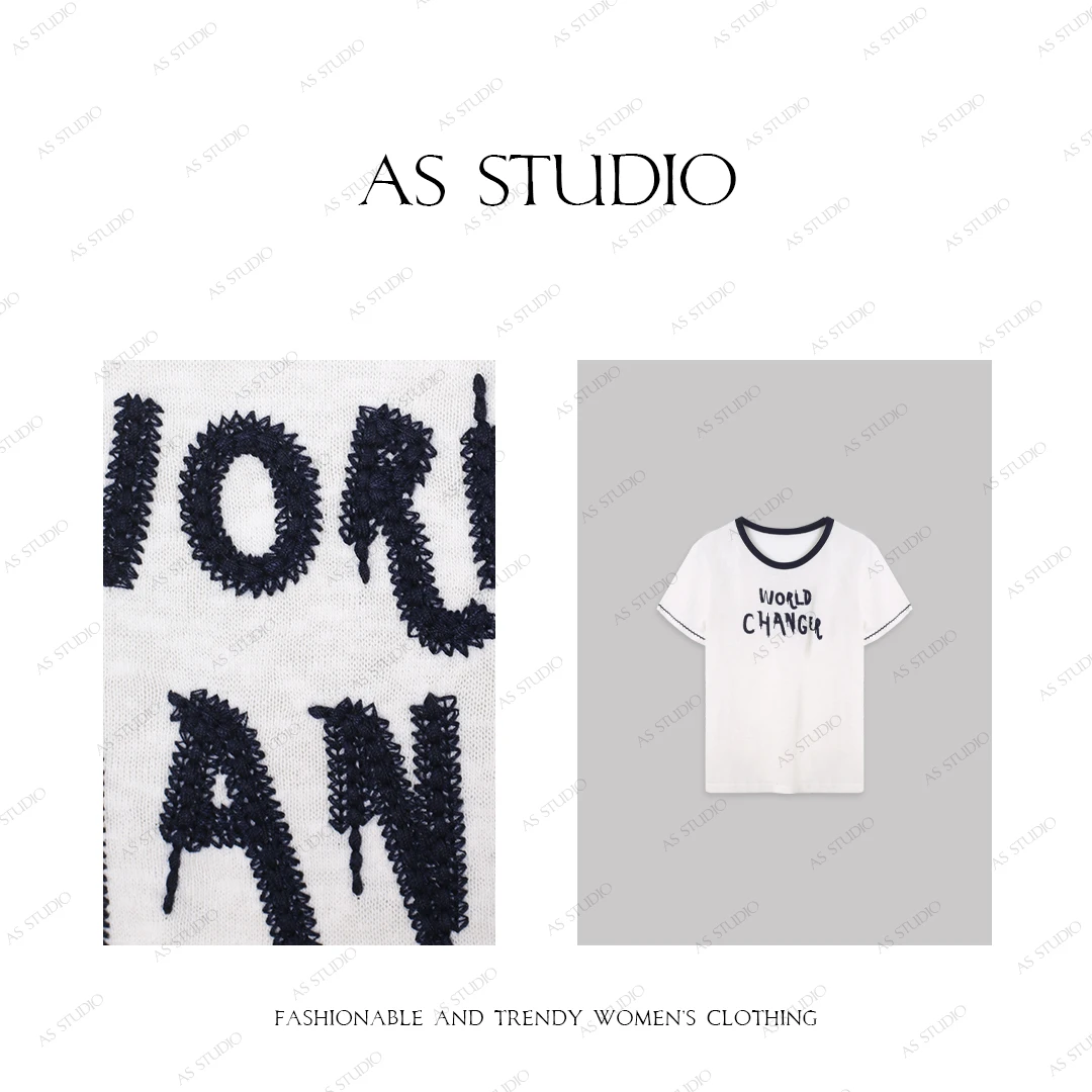 【AS转换T】25新时尚撞色重工刺绣字母短袖AS25CTX4498