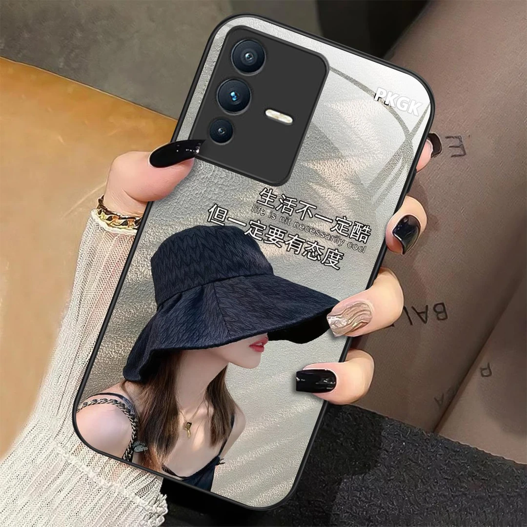 适用【vivo S12 Pro】生活态度液态玻璃手机壳 超薄防摔 优雅时尚