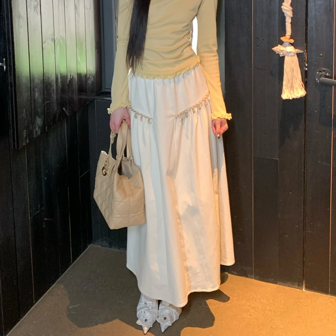 【叠穿搭子】25829 设计感小众钉珠小个子高腰a字裙半身裙