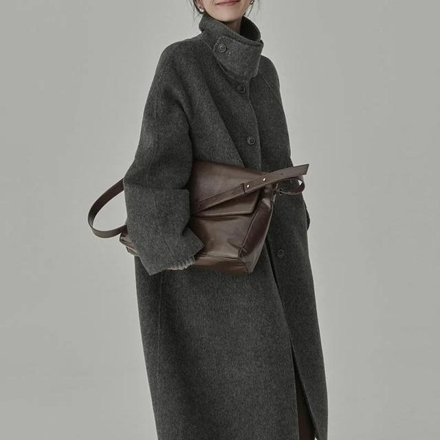 灰色羊绒大衣2025冬季秋冬质感高级双面毛呢灰色超好看羊毛外套女