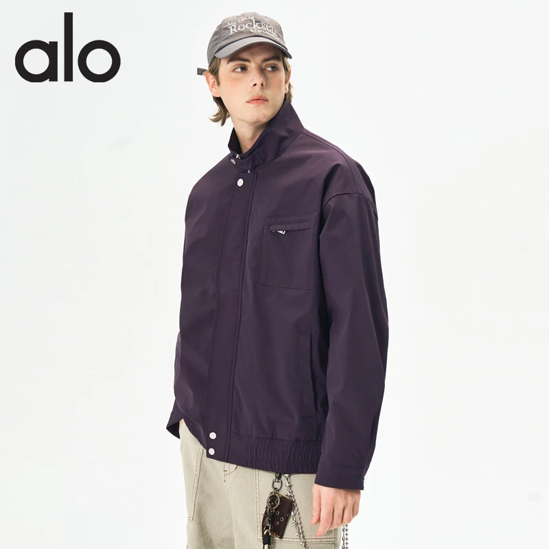 ALO早秋外套男简约直下摆翻领夹克防风秋季工装户外立领通勤外套