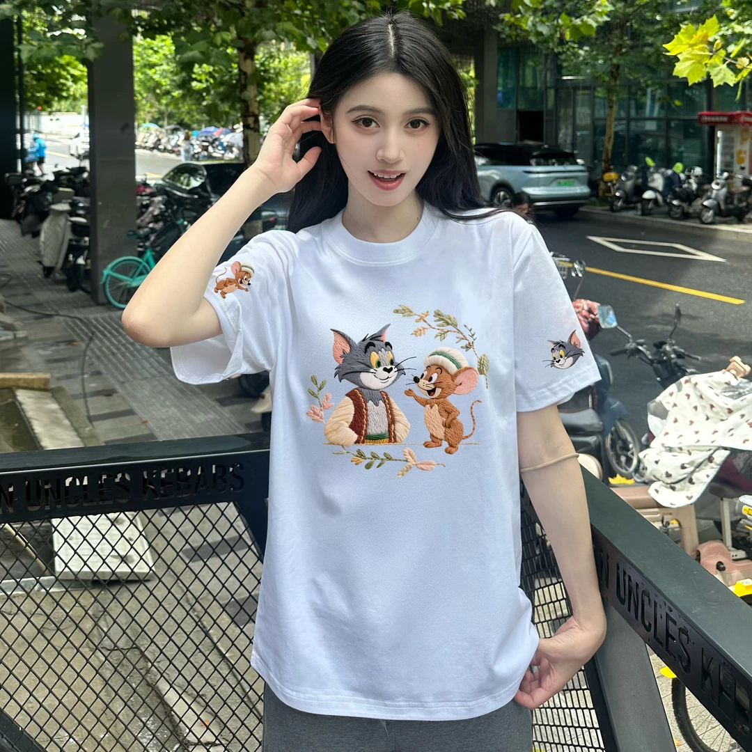 短袖半袖简约通勤/韩版潮流白色休闲风T恤印花