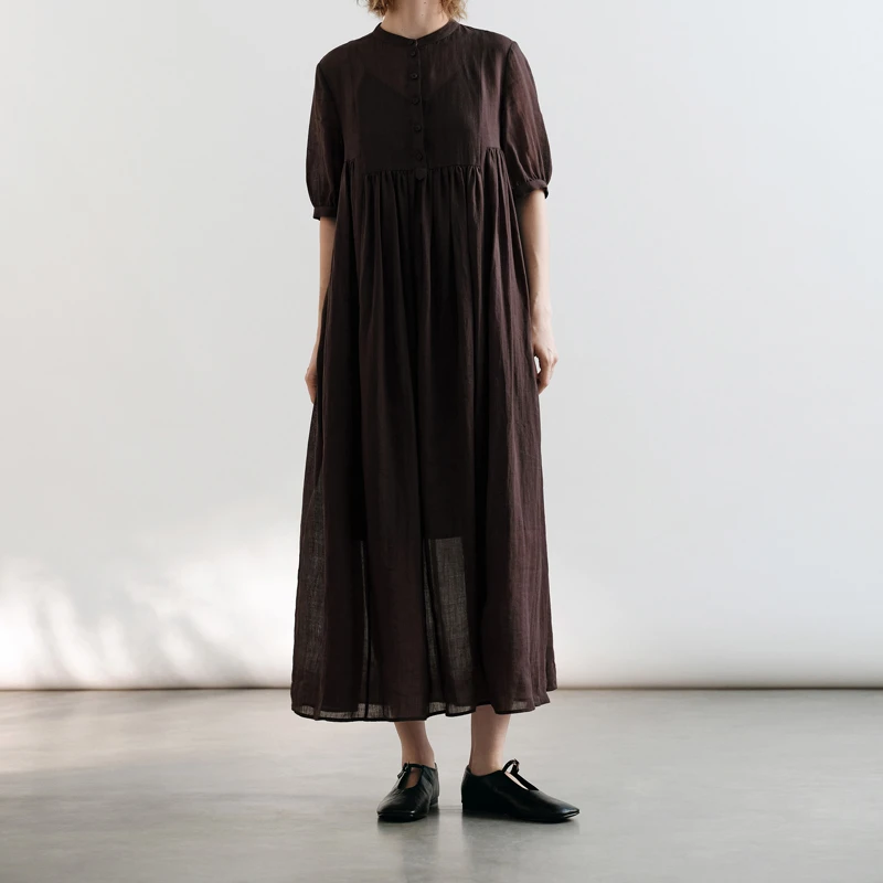 F&A 女士100%苎麻60g超薄半透明连衣裙FLCD2SL0390