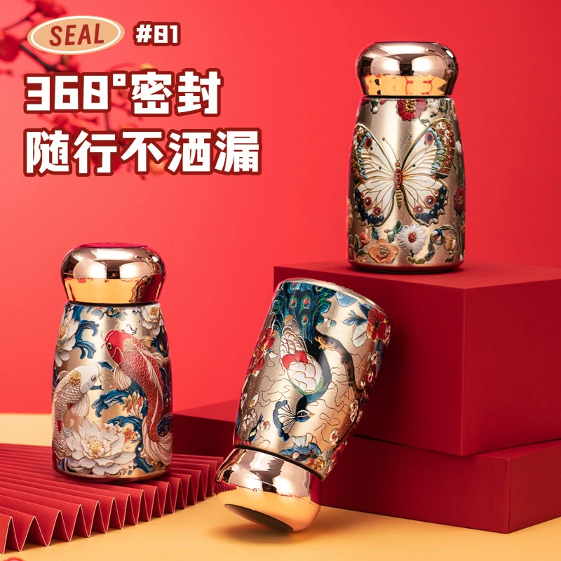 爆款温显国风蘑菇杯不锈钢保温杯迷你提环水杯随手高颜值杯子