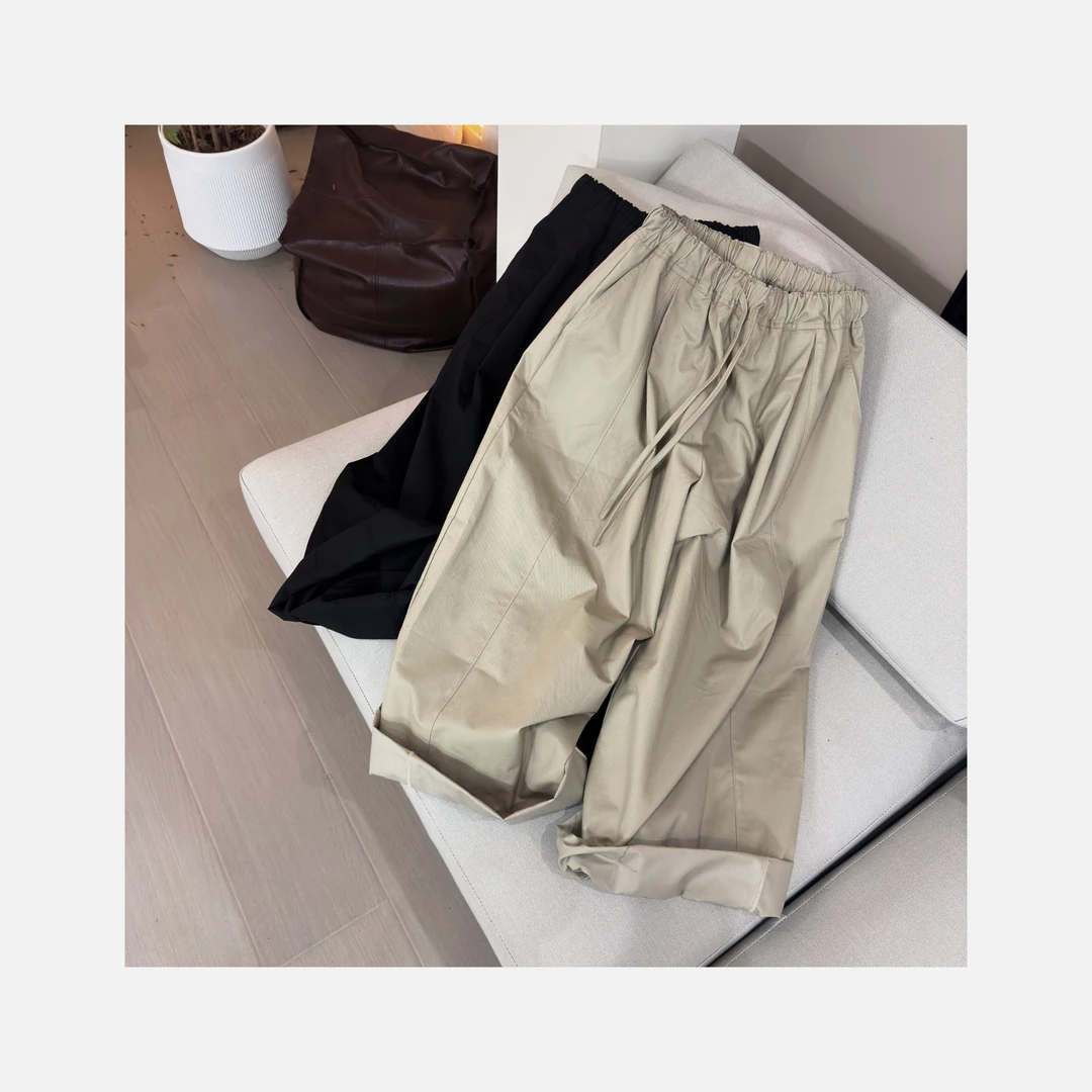 松弛感大阔腿松紧裤