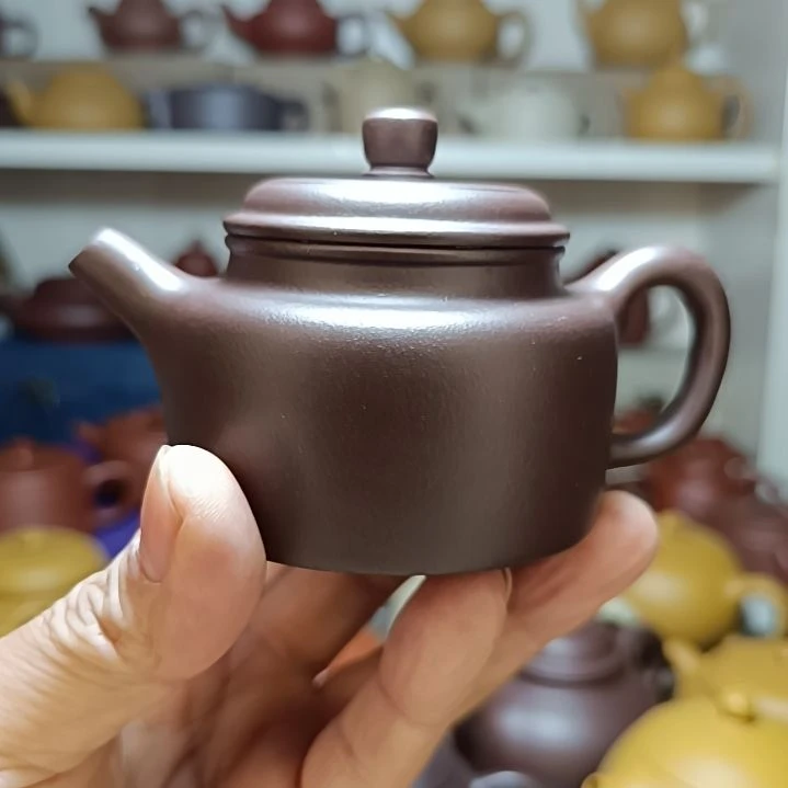 茶壶紫砂原矿紫泥德钟内推160cc半手工
