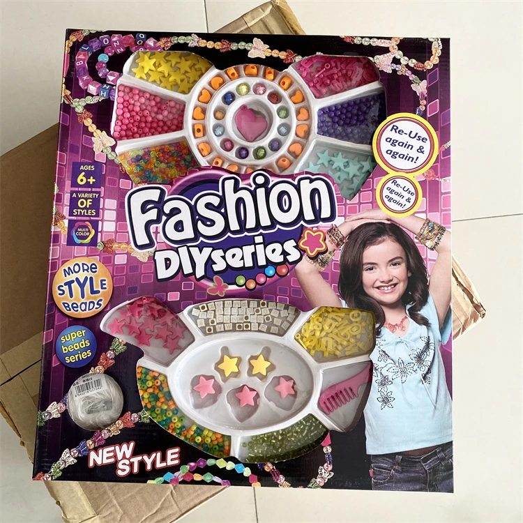 外单！儿童玩具女孩手工制作diy串珠 穿珠子手链项链材料