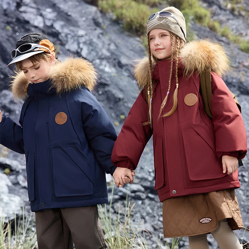 【银离子】雅鹿2025新款90绒羽绒加厚拉链女男中大童冬季童装户外