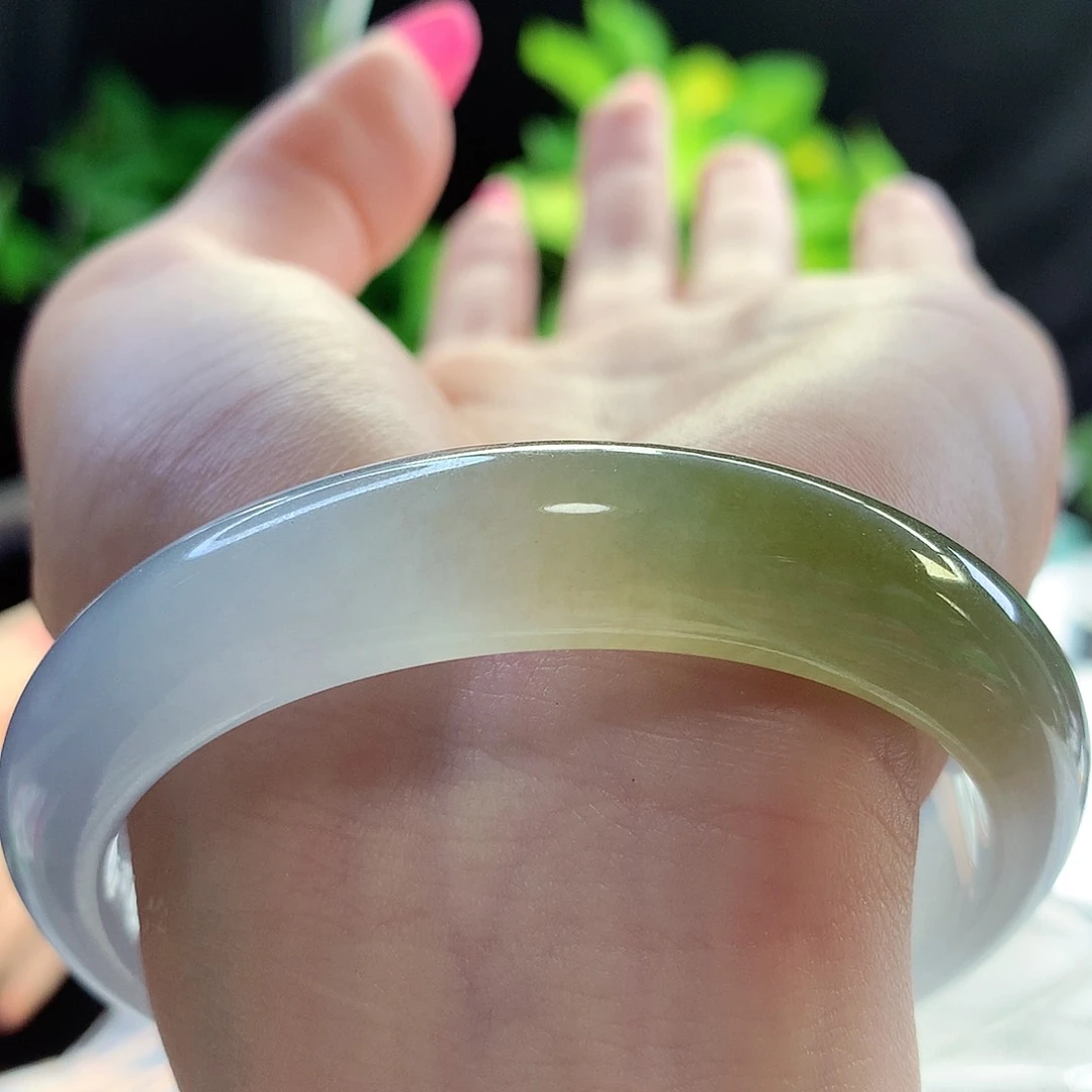 未镶嵌手镯翡翠天然A货翡翠57-58冰透黄翡招米 氛围感十足