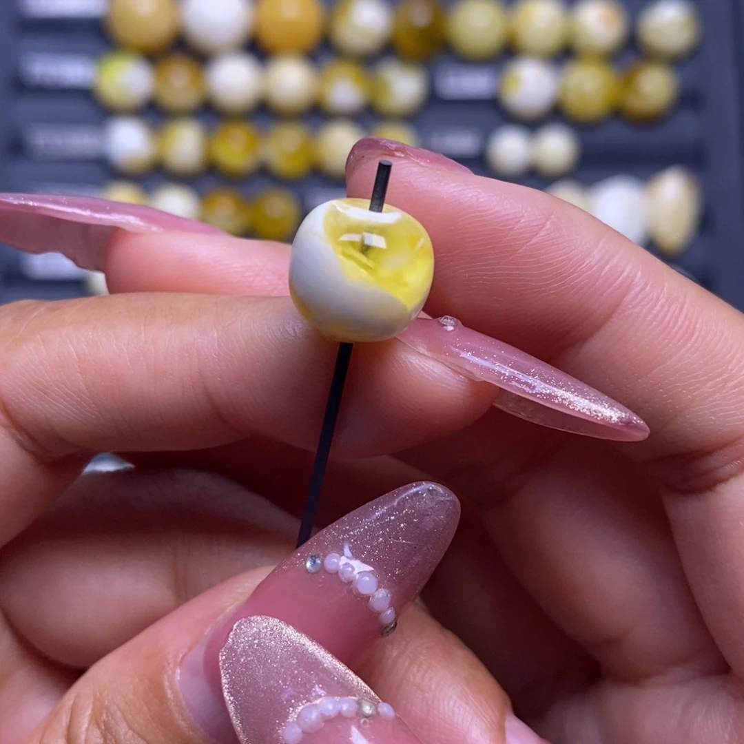 蜜蜡未镶嵌珠宝奇石瓷白橘金溶洞妖花老型11.6*10.4mm