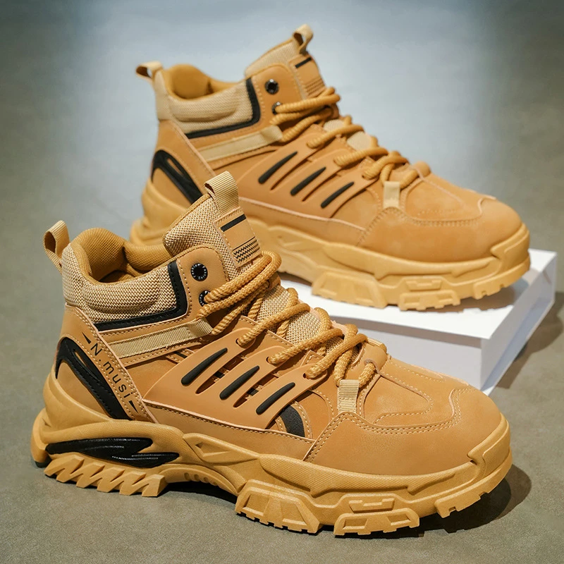 秋季男鞋新款高帮运动鞋子男潮流百搭厚底增高工装鞋休闲老爹鞋