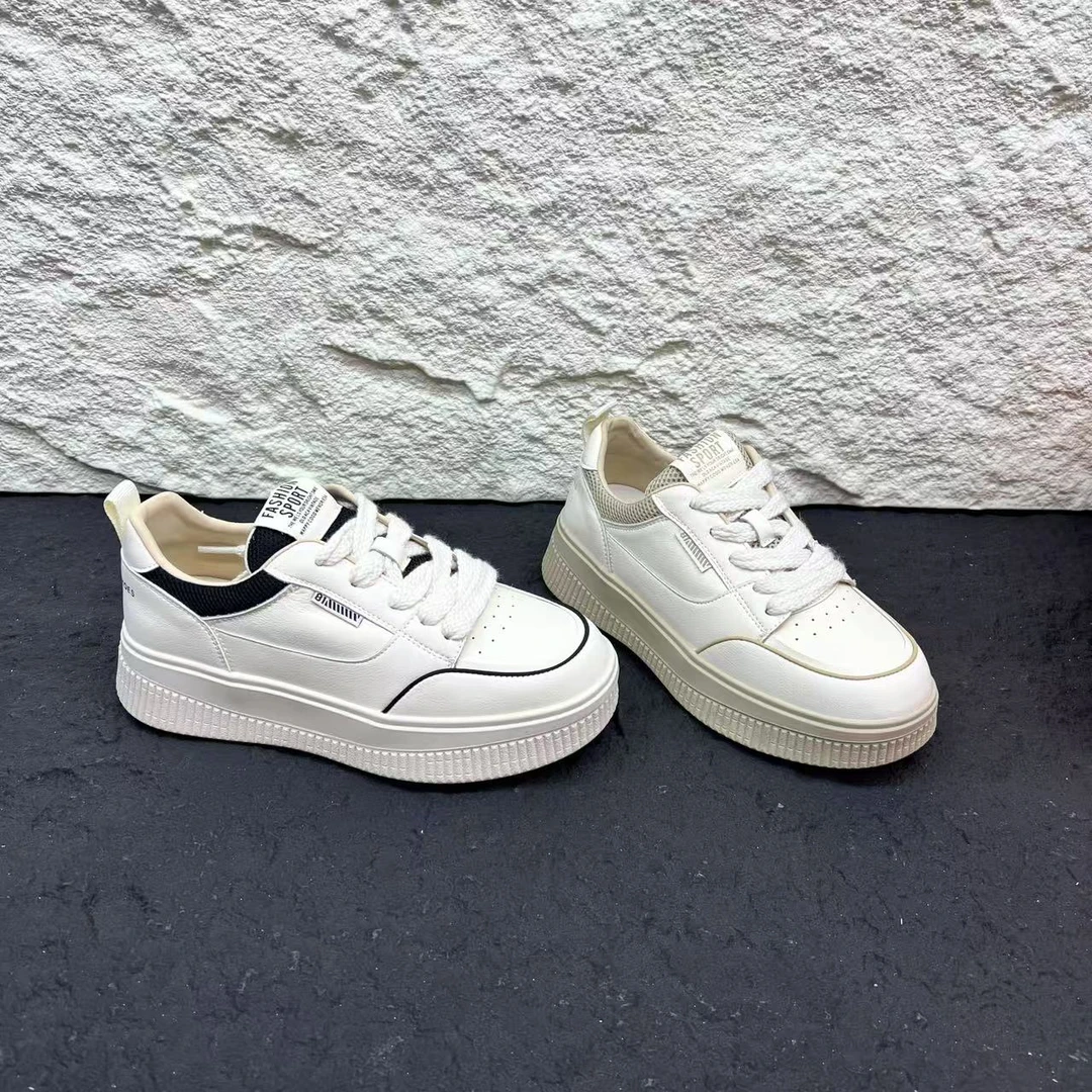 夏季新款透气板鞋平底休闲鞋低帮百搭系带小白鞋 X 检 888-26