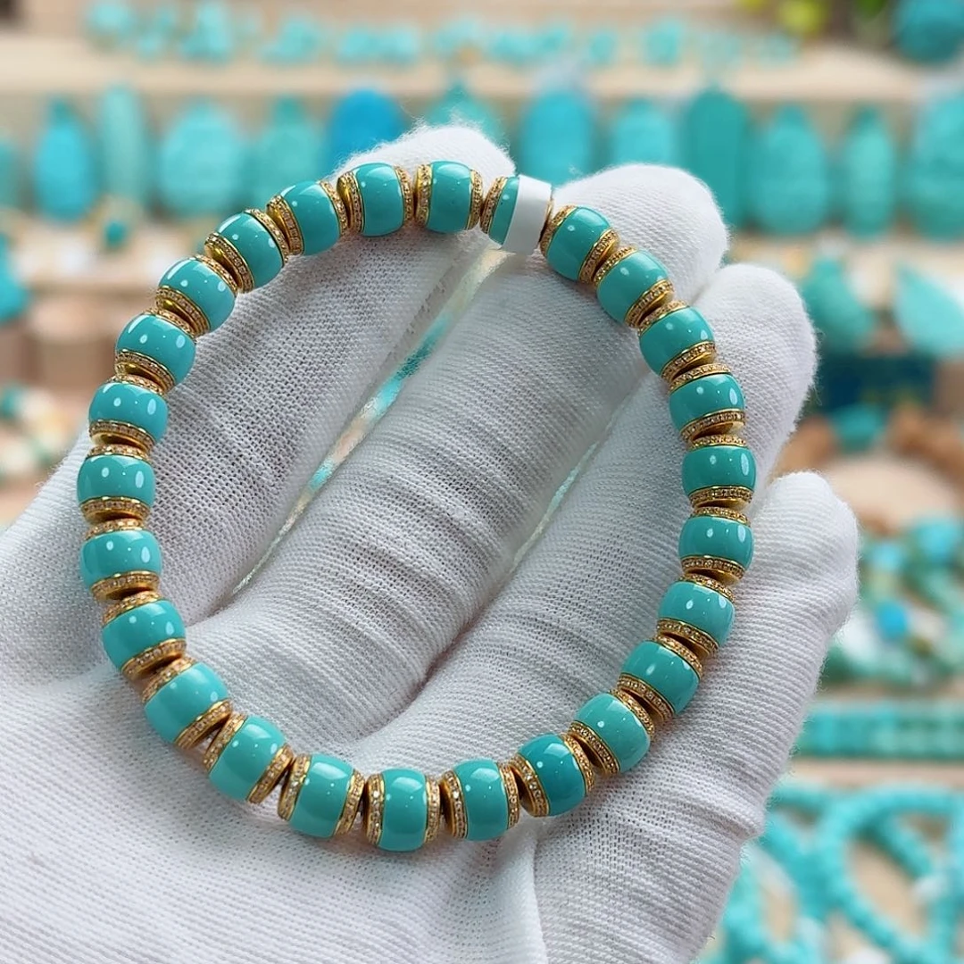 绿松石18K金镶嵌珠宝奇石6.7