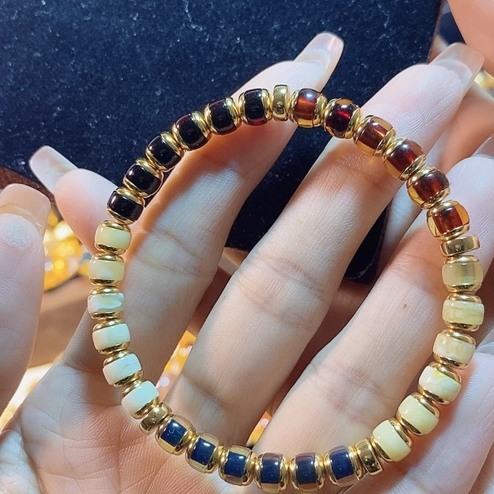 蓝珀未镶嵌珠宝奇石五行多宝手串6