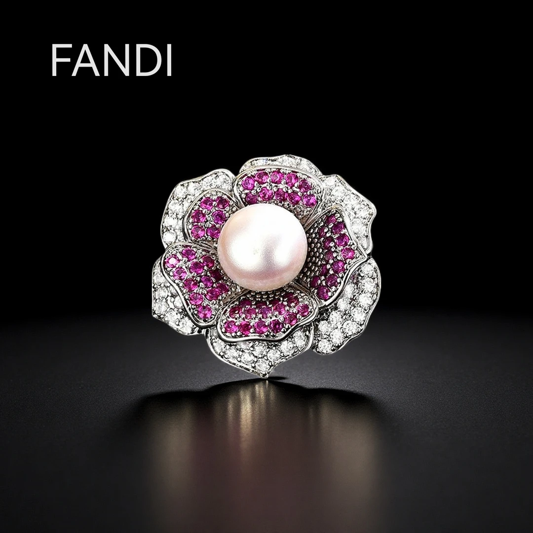 铜锆石胸针 胸花百搭轻奢30165-1小香风花朵吸铁磁胸针