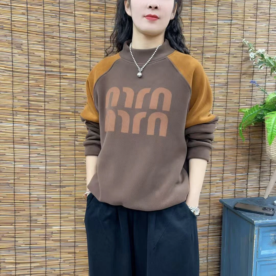 81261新款加绒加厚冬季休闲百搭洋气减龄卫衣
