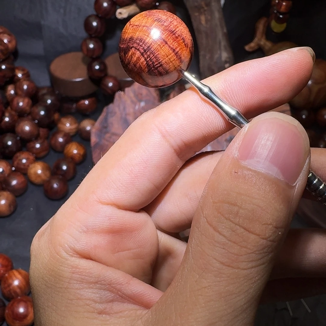 黄花梨/降香黄檀手串/手链海南黄花梨老料2.0单珠水波射线山水